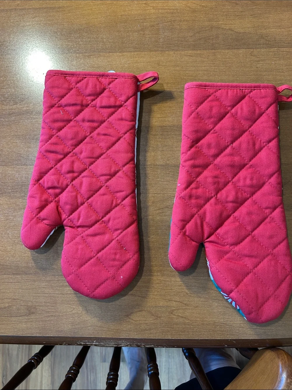 Holiday Oven Mitts - Gingerbread & Peppermint Designs, Red/Green